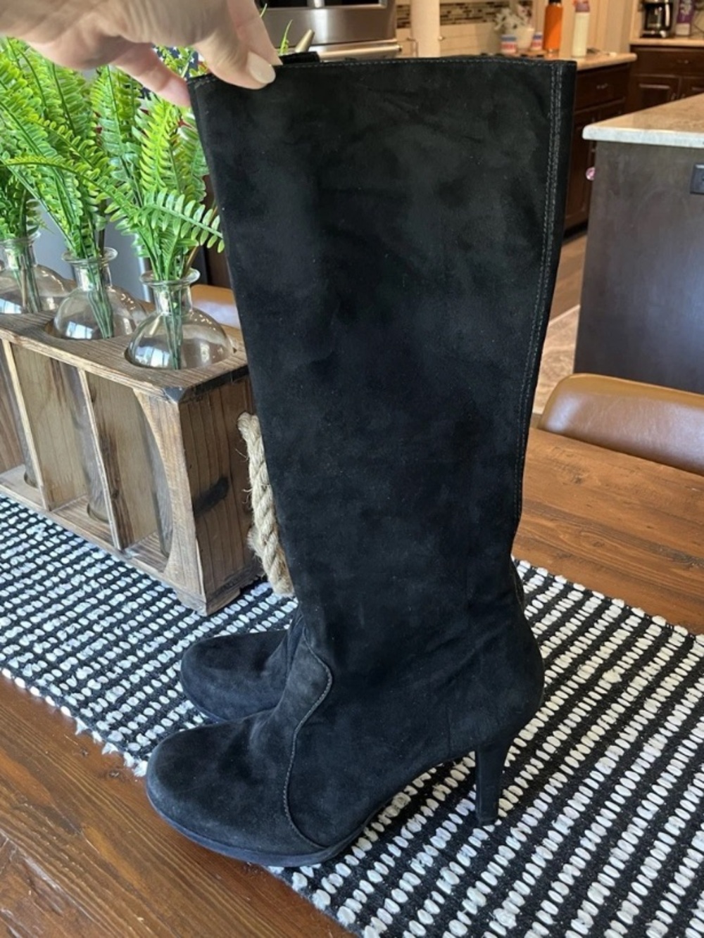 Vintage Antonio Melani Black Knee-High Suede Boots Women’s 9.5